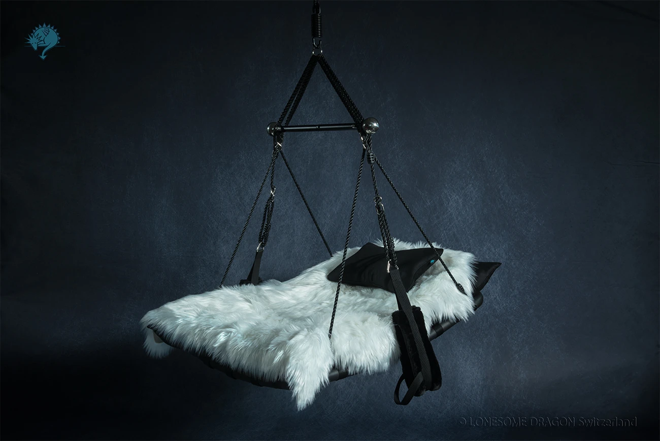 Sex swing with fur pad sheepskin