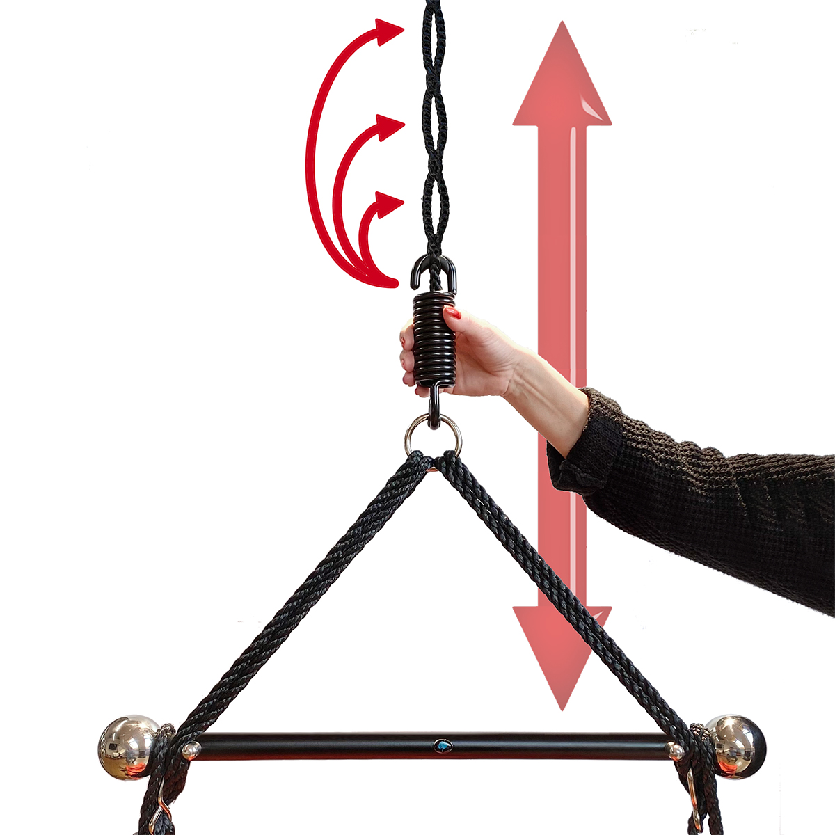 Height adjustment of sex swings with the special loop rope